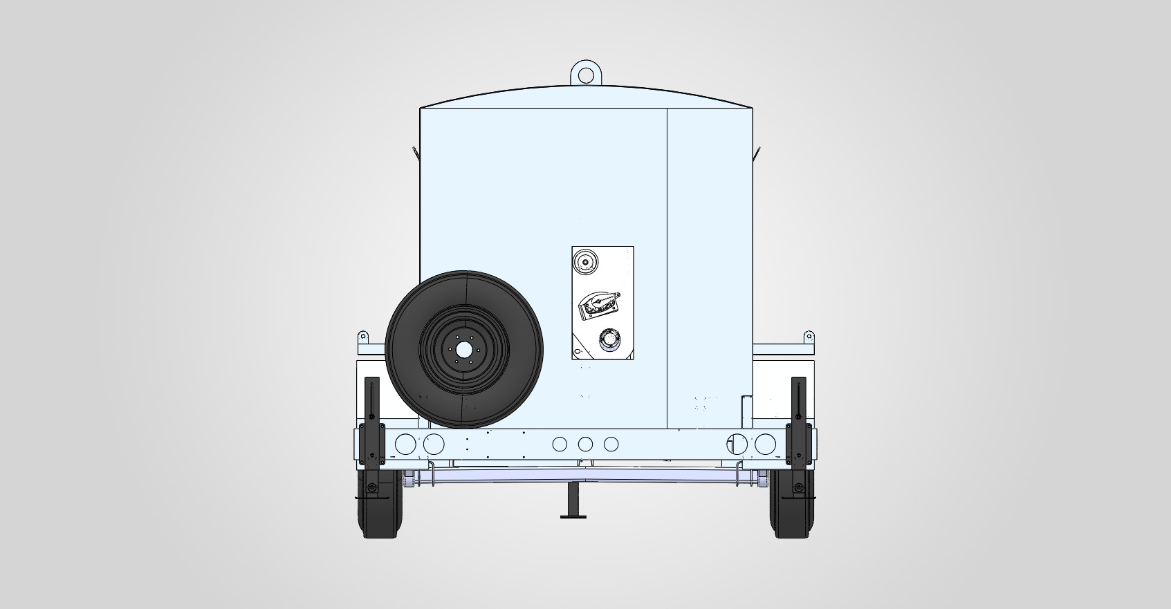 (Back View) Enclosed Cargobed Low-Deck, 2-Reel, 61w inside, 48 x 30, 3-13.5s, Enclosed, Assembly